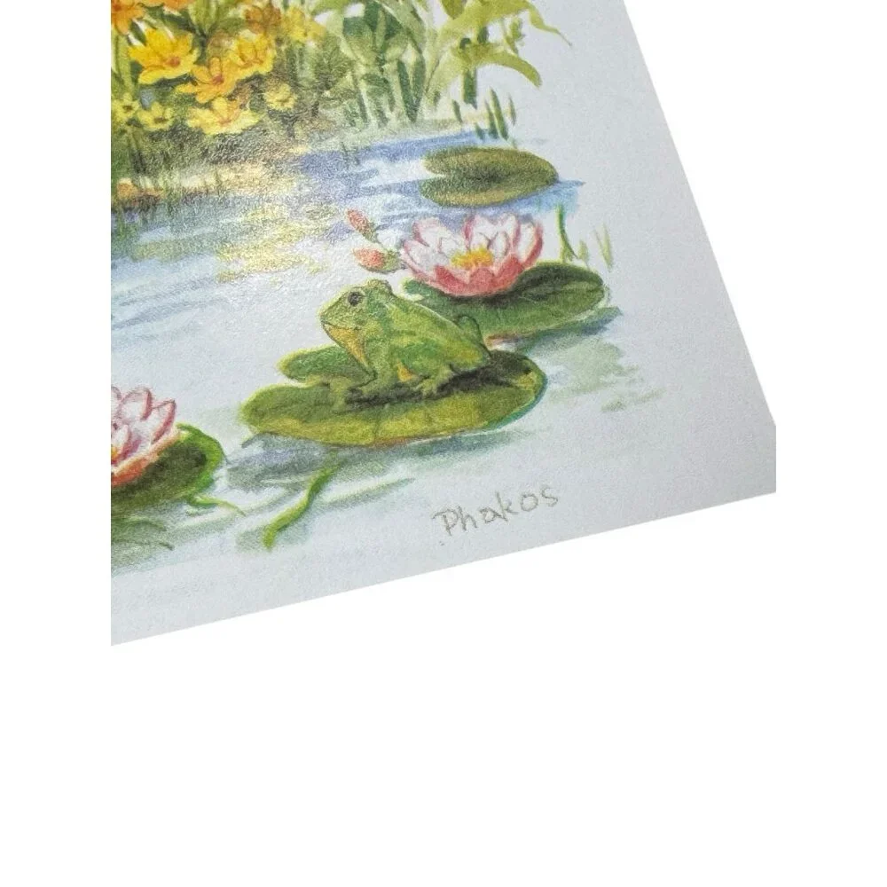 Olympicard Thinking Of You Greeting Card‎ Fox Pond Turtle Flowers USA Made